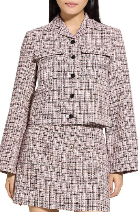 Theory Jackets & Blazers - THEORY Patch Tweed Crop Jacket Size 4